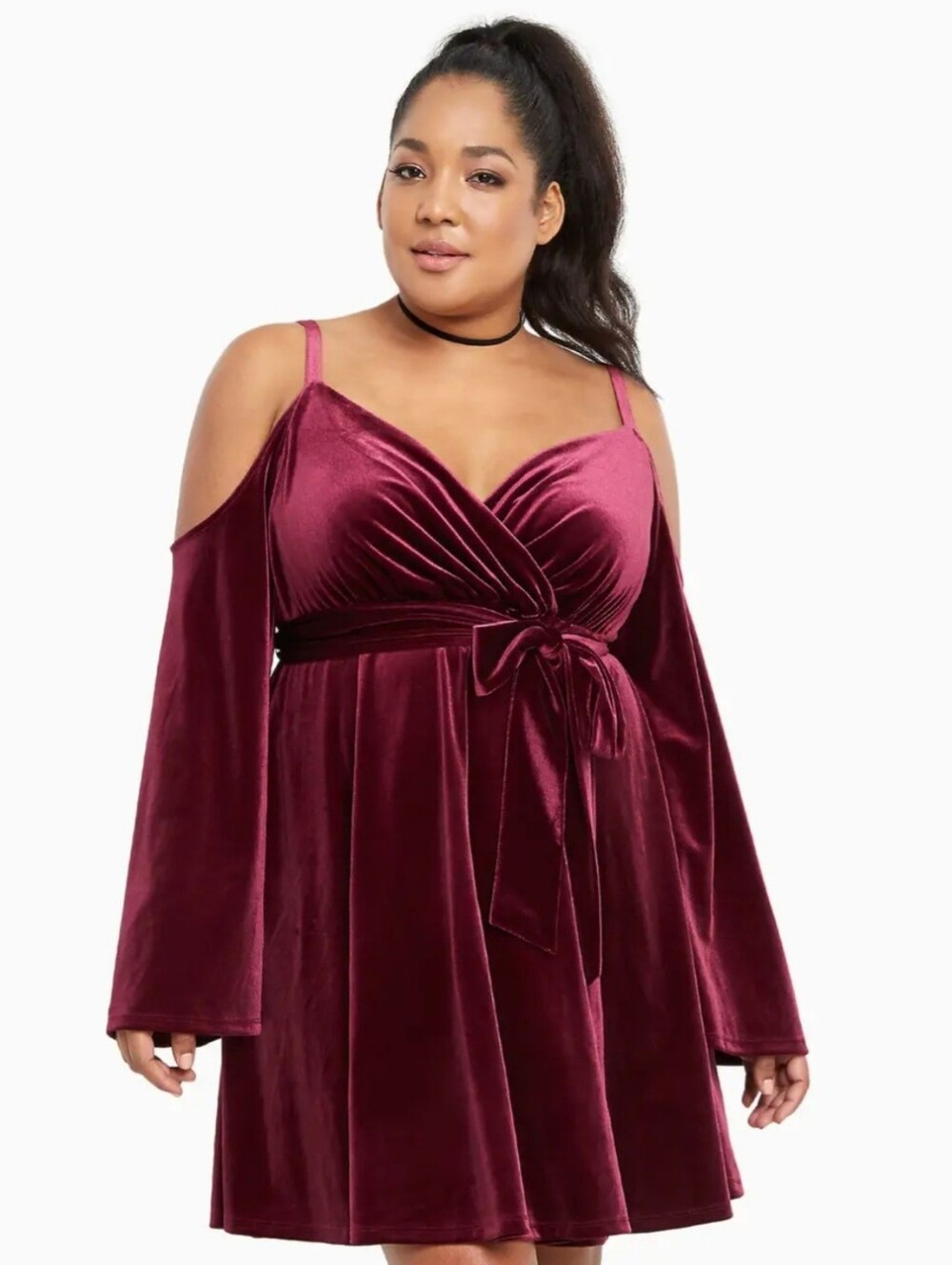 Torrid Velvet Cold Shoulder Dress